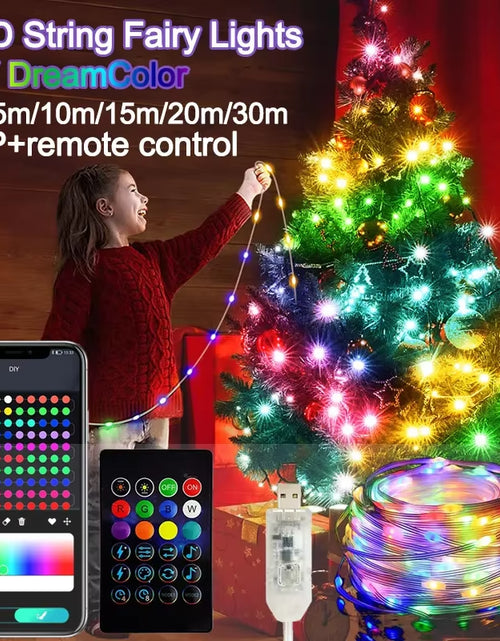 Load image into Gallery viewer, Dreamcolor Rgb Led Strip WS2812B Bluetooth Smart String Fairy Lights Christmas Garland Light Waterproof for Party Curtain Room
