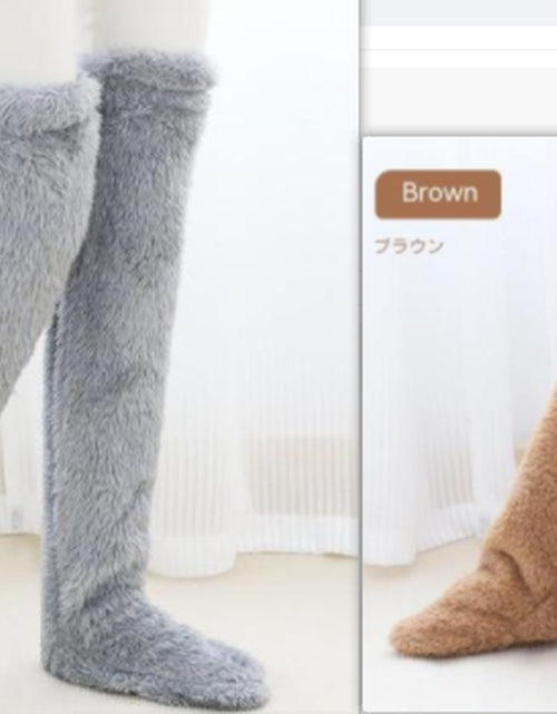 Load image into Gallery viewer, Over Knee High Fuzzy Long Socks Winter Warm Cold Leg Knee Joint Cold-Proof Stockings Home Floor Sleeping Socks
