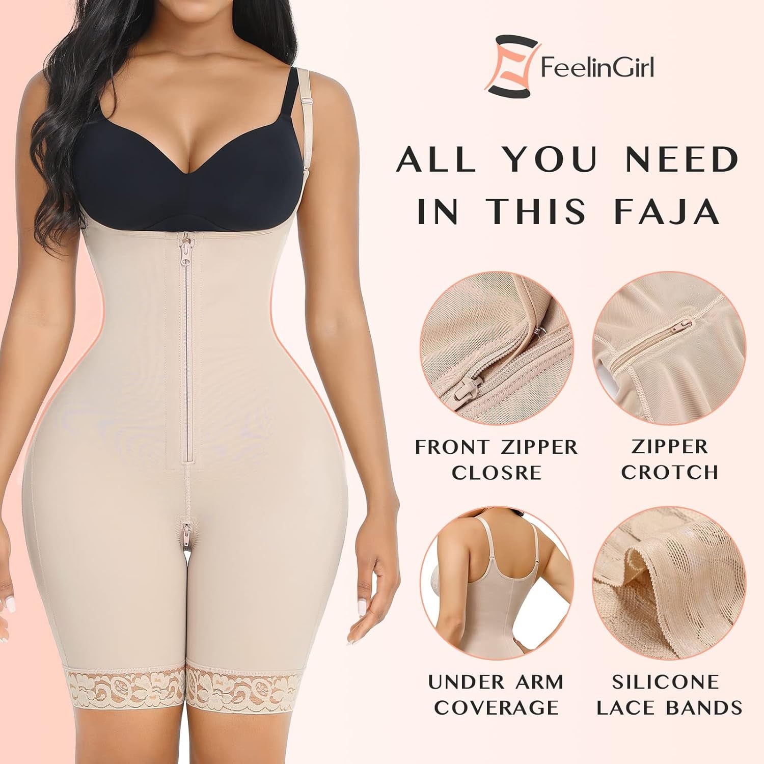 Shapewear for Women Tummy Control Fajas Colombianas Body Shaper for Women Zipper Open Bust Bodysuit Waist Trainer