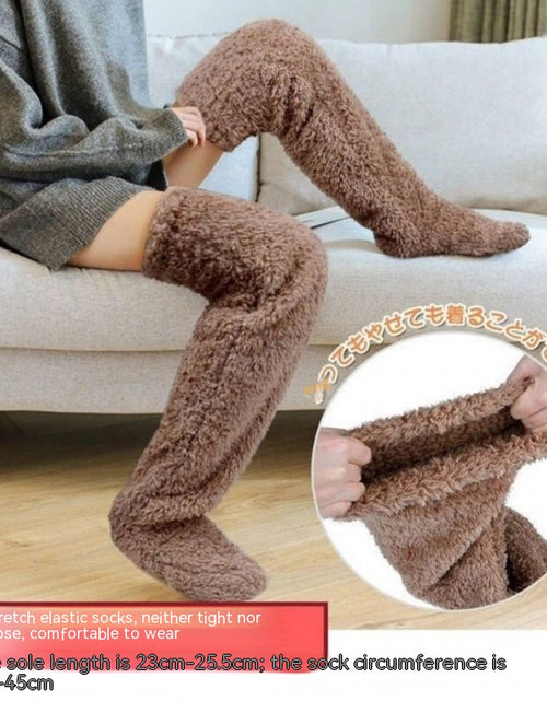 Load image into Gallery viewer, Over Knee High Fuzzy Long Socks Winter Warm Cold Leg Knee Joint Cold-Proof Stockings Home Floor Sleeping Socks
