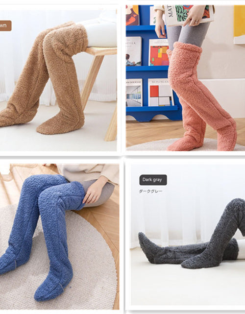 Load image into Gallery viewer, Over Knee High Fuzzy Long Socks Winter Warm Cold Leg Knee Joint Cold-Proof Stockings Home Floor Sleeping Socks
