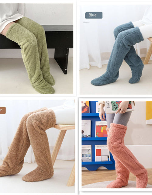 Load image into Gallery viewer, Over Knee High Fuzzy Long Socks Winter Warm Cold Leg Knee Joint Cold-Proof Stockings Home Floor Sleeping Socks
