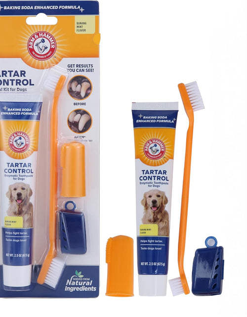 Load image into Gallery viewer, for Pets Tartar Control Kit for Dogs-Contains Toothpaste, Dog Toothbrush &amp; Fingerbrush - Dog Teeth Cleaning Kit, Dog Toothpaste Kit from Arm and Hammer, Dog Dental Care, Pet Toothbrush
