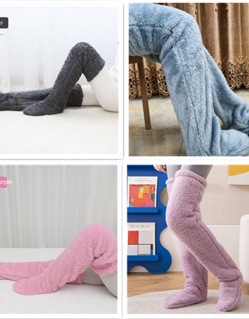 Load image into Gallery viewer, Over Knee High Fuzzy Long Socks Winter Warm Cold Leg Knee Joint Cold-Proof Stockings Home Floor Sleeping Socks
