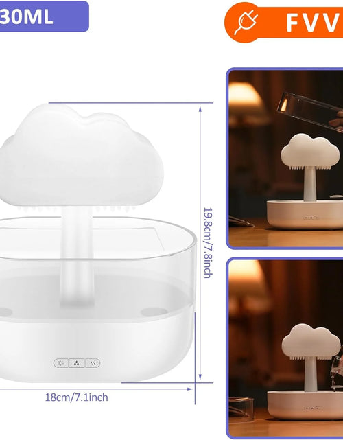 Load image into Gallery viewer, Rain Cloud Humidifier Water Drip, 7 Color Lights Mushroom Rain Cloud Diffuser, Timing Water Drip Aroma Waterfall Lamp(White)
